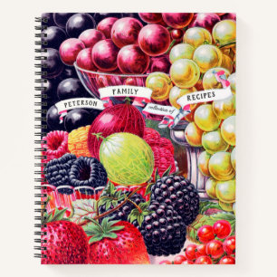Elegant Vintage Fruit Family Recipes Notebook