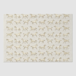 Elegant Vintage Galloping Horses Beige Toile  Tissue Paper