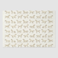 Elegant Vintage Galloping Horses Beige Toile