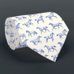 Elegant Vintage Galloping Horses Blue Toile  Tie<br><div class="desc">Monochrome toile pattern with old illustrations of horses moving in different gaits: walking, pacing, trotting, cantering and galloping The horse is a majestic animal that embodies the spiritual power of independence, freedom, nobleness, endurance, confidence, triumph, heroism and competition. Its symbol is associated with strength, courage and freedom. The design will...</div>