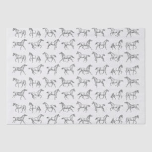 Elegant Vintage Galloping Horses Grey Toile Tissue Paper