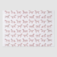 Elegant Vintage Galloping Horses Red White Toile