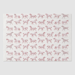 Elegant Vintage Galloping Horses Red White Toile Tissue Paper