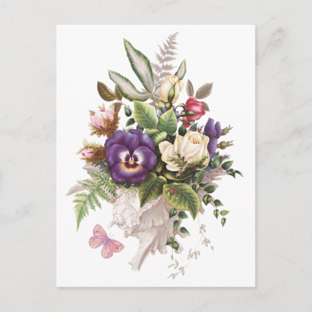 Elegant Vintage Garden Flowers Bouquet Postcard (Front)