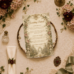 Elegant Vintage Garden Wedding Enclosure Card