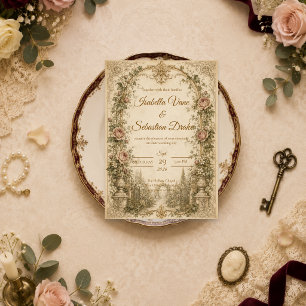 Elegant Vintage Garden Wedding Invitation