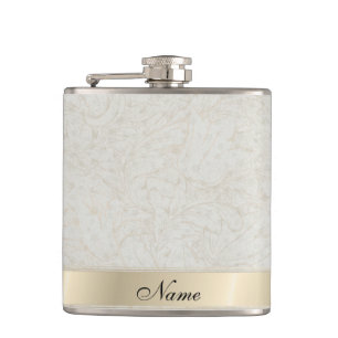 Elegant vintage gentle floral custome name hip flask