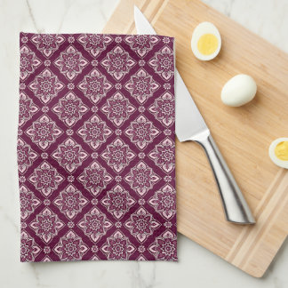 Elegant Vintage Geometric Floral Pattern Tea Towel