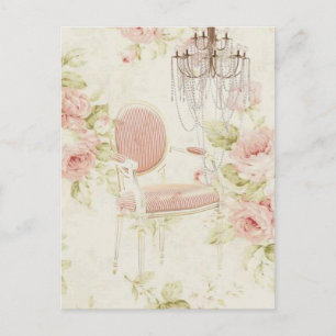 Elegant vintage girly floral paris fashion postcard