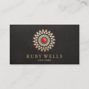 Elegant Vintage Gold and Red Mandala Designer Business Card