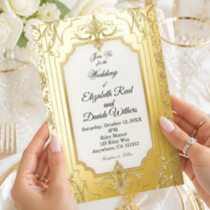 Elegant Vintage Gold Art Deco Wedding Invitation