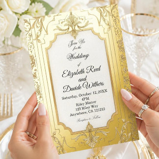 Elegant Vintage Gold Art Deco Wedding Invitation