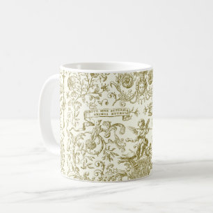 Elegant Vintage Gold Beige Baroque Floral Coffee Mug