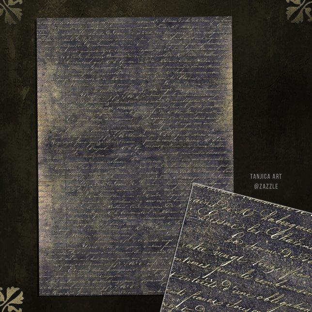 Elegant Vintage Gold Black Handwritten Letter  Tissue Paper (Creator Uploaded)