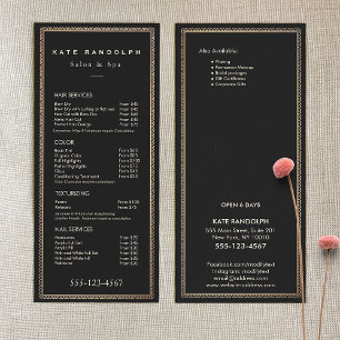 Elegant Vintage Gold Border Black Price List Menu