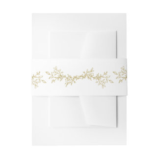Elegant Vintage Gold Botanical Floral Wedding Invitation Belly Band