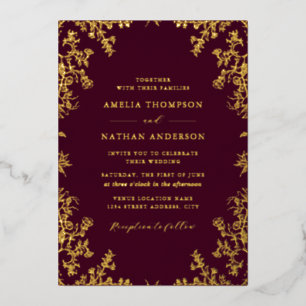 Elegant Vintage Gold Burgundy Wedding 