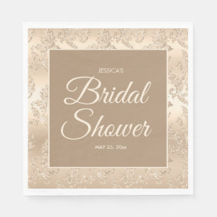 Elegant Vintage Gold Champagne Bridal Shower Napkin