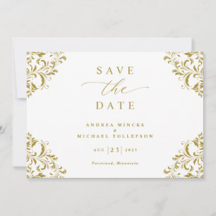 Elegant Vintage Gold Classic Wedding Save The Date