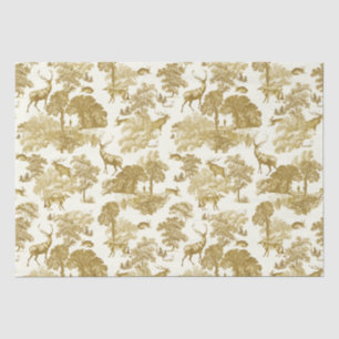 Elegant Vintage Gold Deer Fox Hare Country Toile Tissue Paper