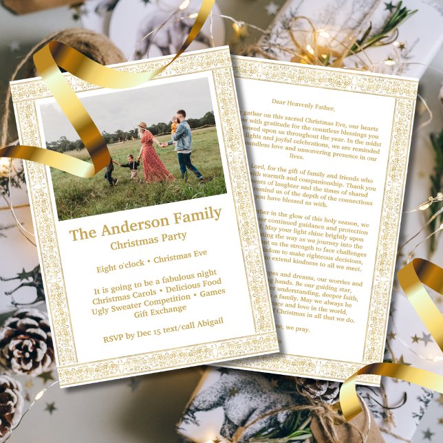 Elegant Vintage Gold Floral Frame Photo Invitation (Creator Uploaded)