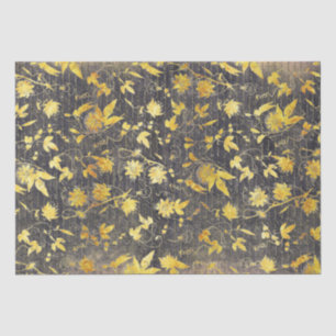 Elegant Vintage Gold Floral Handwriting Tissue Paper