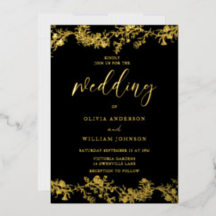 Elegant Vintage Gold Foil Floral Wedding