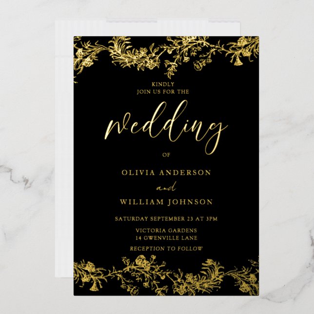 Elegant Vintage Gold Foil Floral Wedding (Envelope)