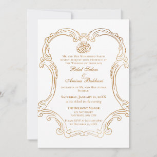 Elegant Vintage Gold Frame Islamic Wedding Invitation