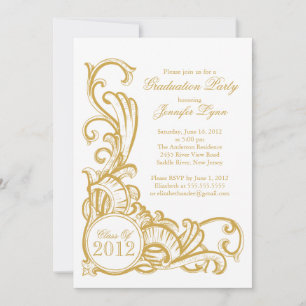 Elegant Vintage Gold Graduation Party Invitation