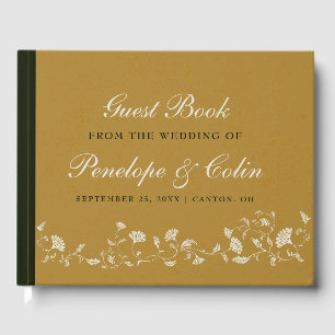 Elegant Vintage Gold Library Wedding Guest Book