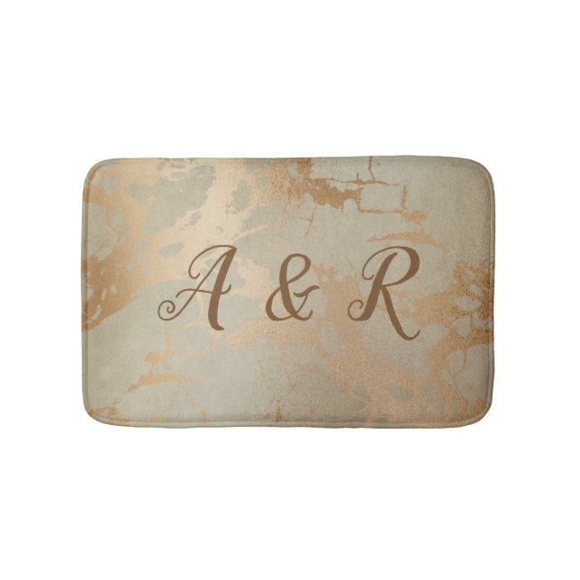 Elegant Vintage Gold Marble Bath Mat (Front)