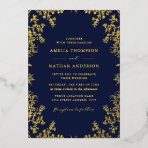 Elegant Vintage Gold Navy Wedding 