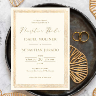 Elegant Vintage Gold Ornate Nuestra Boda Wedding Invitation