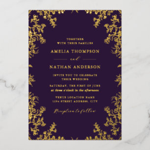 Elegant Vintage Gold Purple Wedding 
