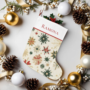 Elegant Vintage Gold Snowflakes  Large Christmas Stocking