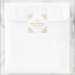 Elegant Vintage Gold Wedding Classic Square Sticke Sticker<br><div class="desc">These elegant gold wedding favour stickers are perfect to seal your wedding favour bags or to put on other wedding favours. They feature a vintage gold corners design with elegant text.</div>