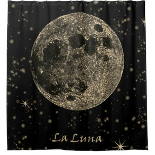 Elegant Vintage Golden La Luna The Moon Shower Curtain