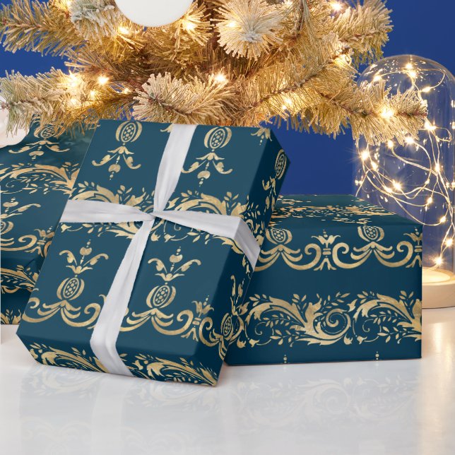 Elegant Vintage Golden Scroll Wrapping Paper (Holidays)