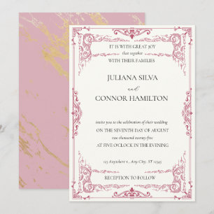 elegant vintage golden tea party wedding invitation