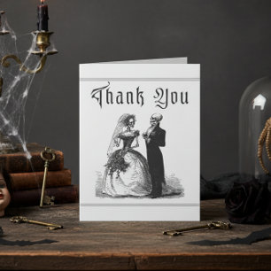 Elegant Vintage Gothic Black Toile Couple Wedding Thank You Card