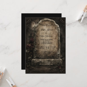 Elegant Vintage Gothic Halloween Wedding Invitation