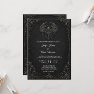 Elegant Vintage Gothic Halloween Wedding Invitation