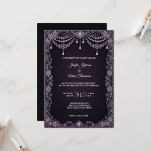 Elegant Vintage Gothic Halloween Wedding Invitation