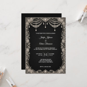 Elegant Vintage Gothic Halloween Wedding Invitation