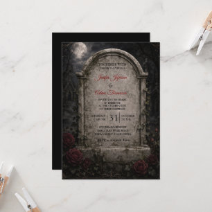 Elegant Vintage Gothic Halloween Wedding Invitation