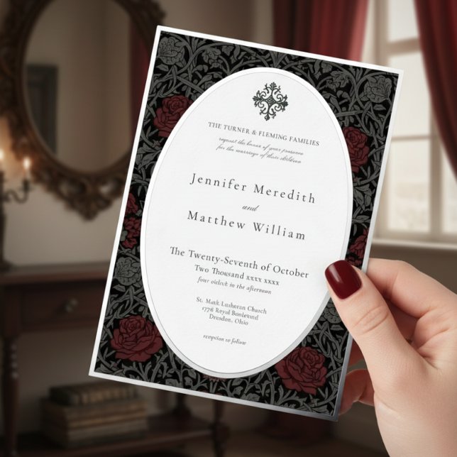Elegant Vintage Gothic Moody Botanical Wedding (Elegant Vintage Gothic Moody Botanical Wedding Invitation)