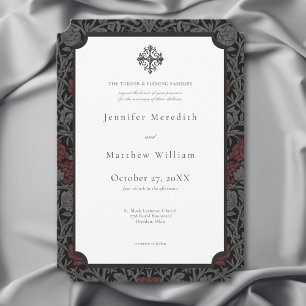 Elegant Vintage Gothic Moody Botanical Wedding Invitation