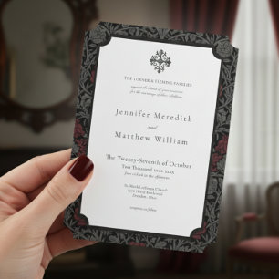 Elegant Vintage Gothic Moody Botanical Wedding Invitation