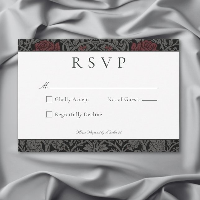 Elegant Vintage Gothic Moody Botanical Wedding RSVP Card (Elegant Vintage Gothic Moody Botanical Wedding RSVP Card)